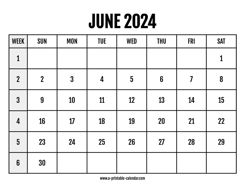 Calendar 2024 June A Printable Calendar Calendar 2024 June A Printable Calendar