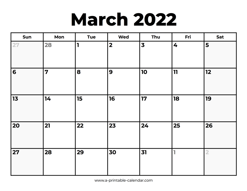 March 2022 Calendar With Holidays A Printable Calendar