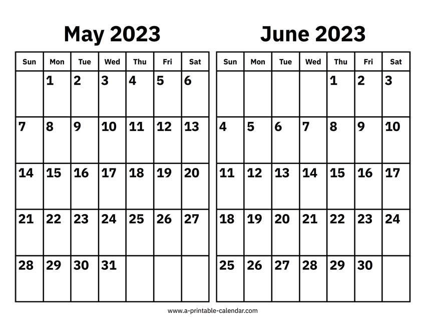 May and June 2023 Calendar - A Printable Calendar May and June 2023 Calendar - A Printable Calendar