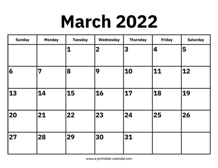 March 2022 Calendars – Printable Calendar 2022
