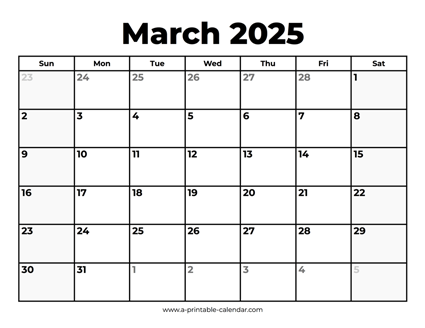 March 2025 Calendar With Holidays