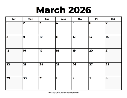 March 2026 Calendar With Holidays