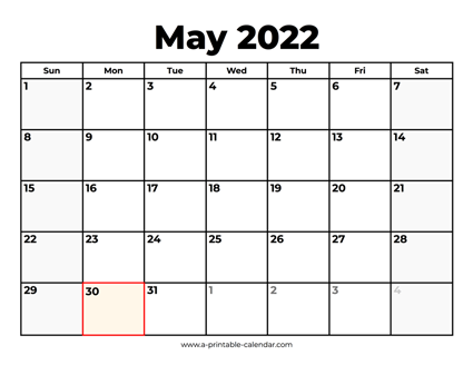 May 2022 Calendar With Holidays