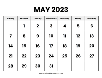 May 2023 Calendar Printable
