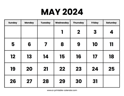 May 2024 Calendar Printable