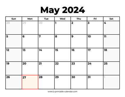 May 2024 Calendar With Holidays