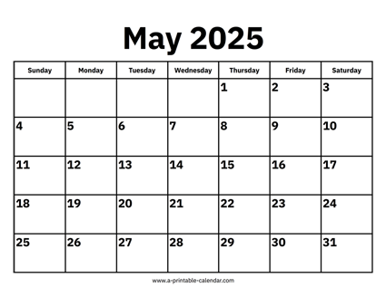 May 2025 Calendar