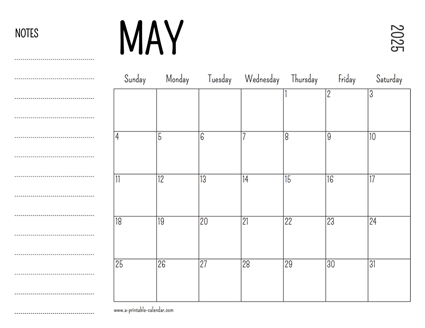May 2025 Printable Calendar