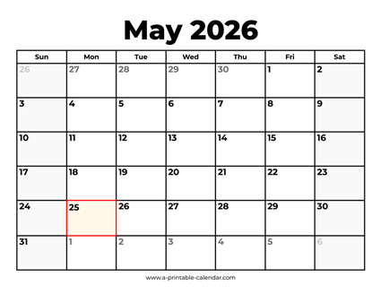 May 2026 Calendar With Holidays