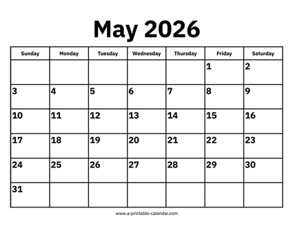 May 2026 Calendar