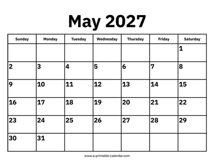 May 2027 Calendar