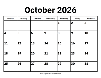 October 2026 Calendar