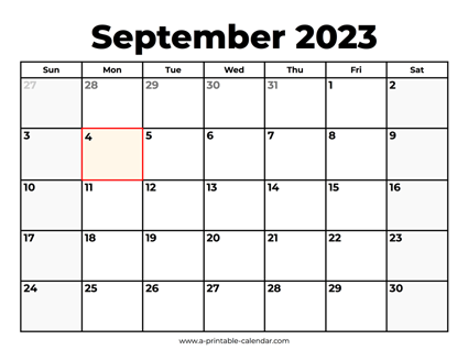 September 2023 Calendar With Holidays