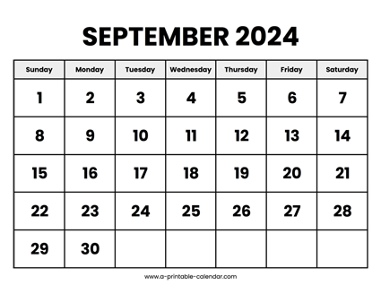 September 2024 Calendar Printable