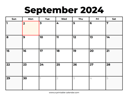 September 2024 Calendar With Holidays