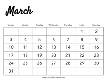 2019 March Calendar Printable - A Printable Calendar