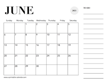 2021 Calendar June