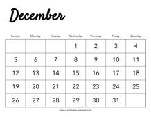2021 December Calendar