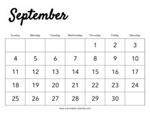2022 September Calendar