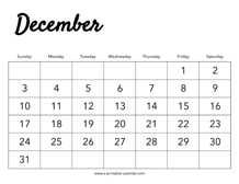 2023 December Calendar