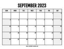 2023 September Calendar Printable