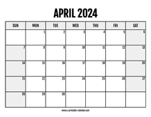 2024 April Calendar Printable