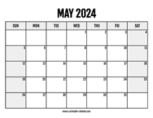 2024 May Calendar Printable