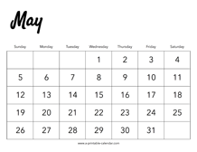 2024 May Calendar