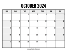 2024 October Calendar Printable