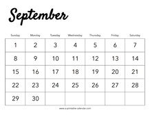 2024 September Calendar