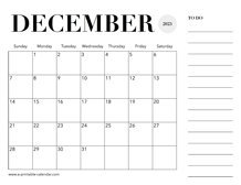 2025 Calendar December