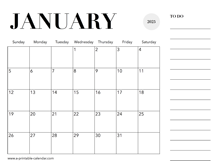 2025 Calendar January