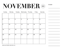 2025 Calendar November