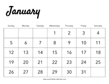 2025 January Calendar