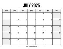 July 2025 Calendar Printable - A Printable Calendar