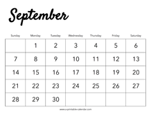 2025 September Calendar