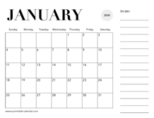 2026 Calendar January