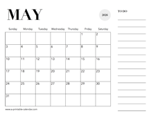 2026 Calendar May