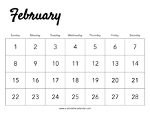 2026 February Calendar