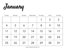 2026 January Calendar