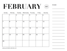 2027 Calendar February