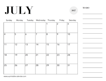 2027 Calendar July