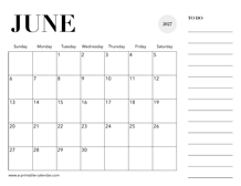 2027 Calendar June
