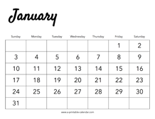 2027 January Calendar