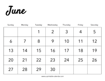2027 June Calendar