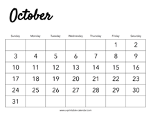 2027 October Calendar
