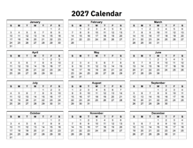 2027 Calendar One Page