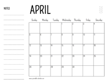 April 2020 Printable Calendar
