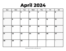 April 2024 Calendar With Holidays