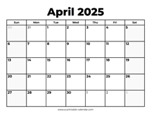 April 2025 Calendar With Holidays